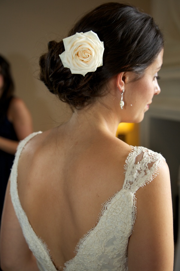 Image of wedding hairstyle with rose