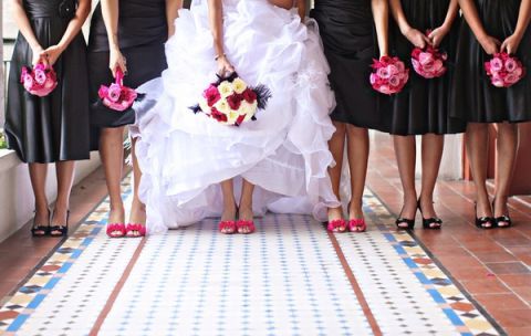 Black Mini Dress on Inspiration Board  Fuchsia And Black Wedding Theme