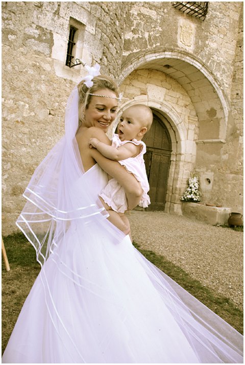 bride and baby