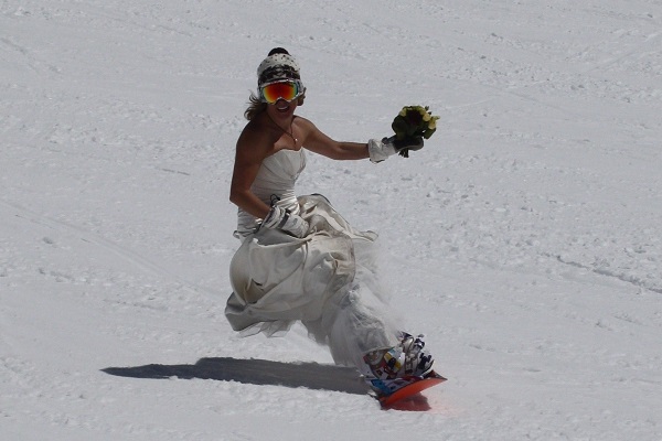 snowboarding trash the dress