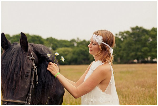 boho bride horse