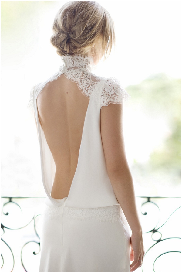 low back french weddng dress