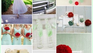 retro mint red wedding ideas