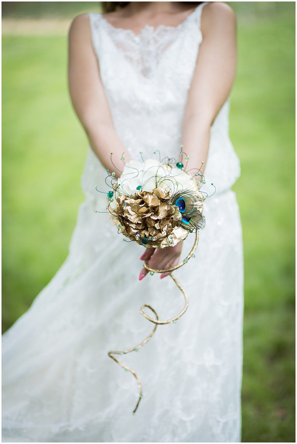 peacock inspired bouquet