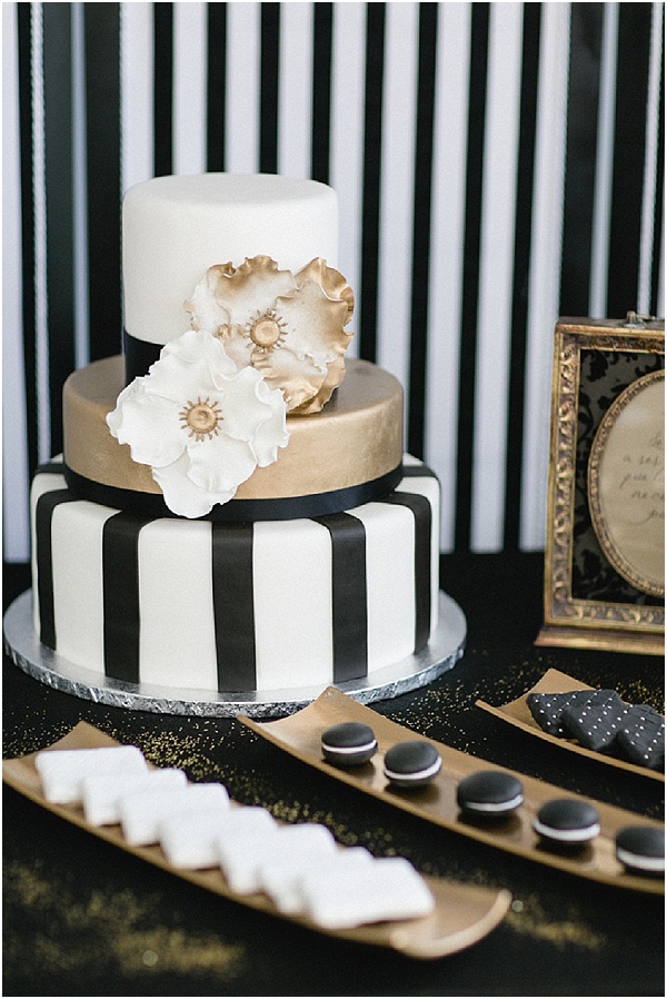 Opulent black and gold wedding ideas with a pop of pink