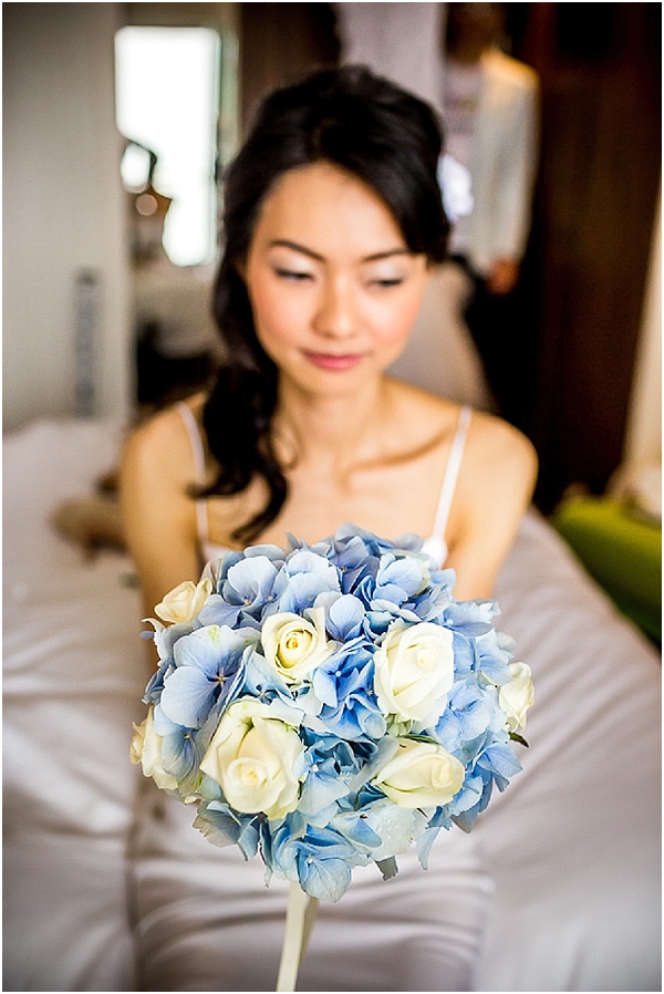 blue white bridal bouquet