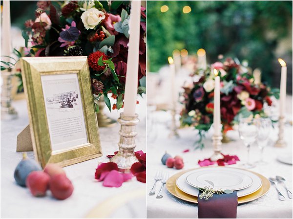ruby and gold wedding table