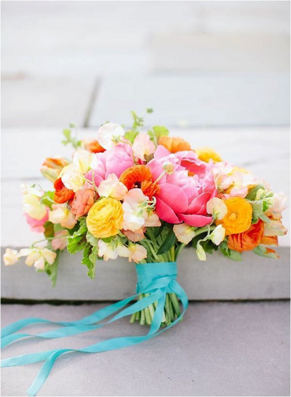 clashing colour bridal bouquet - Jodi Miller Photography