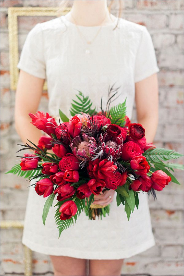 single color red bouquet -Brittany Lauren Photography