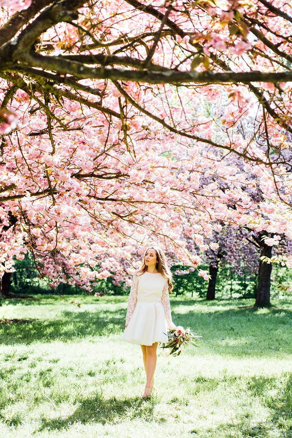Springtime Cherry Blossom Bridal Shoot In Paris