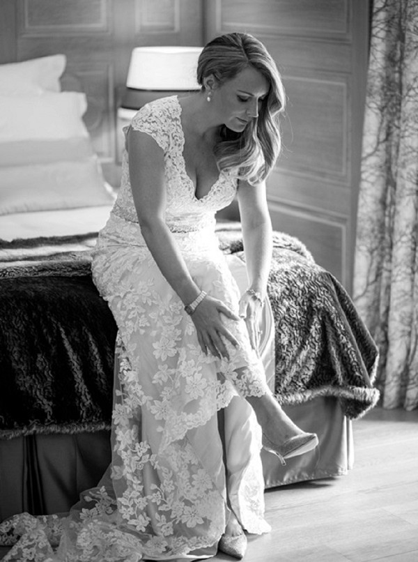 Ivory lace wedding gown