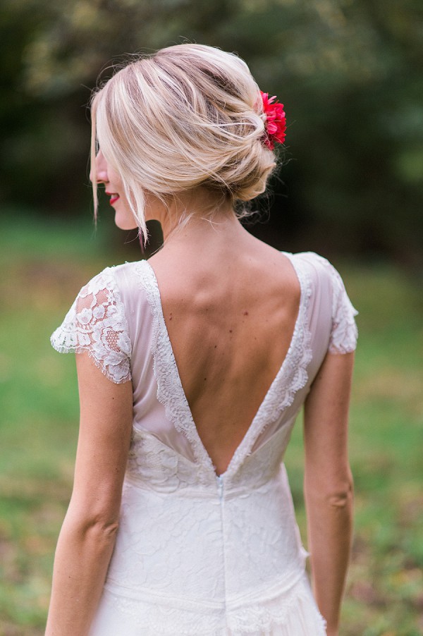 low cut back wedding gown