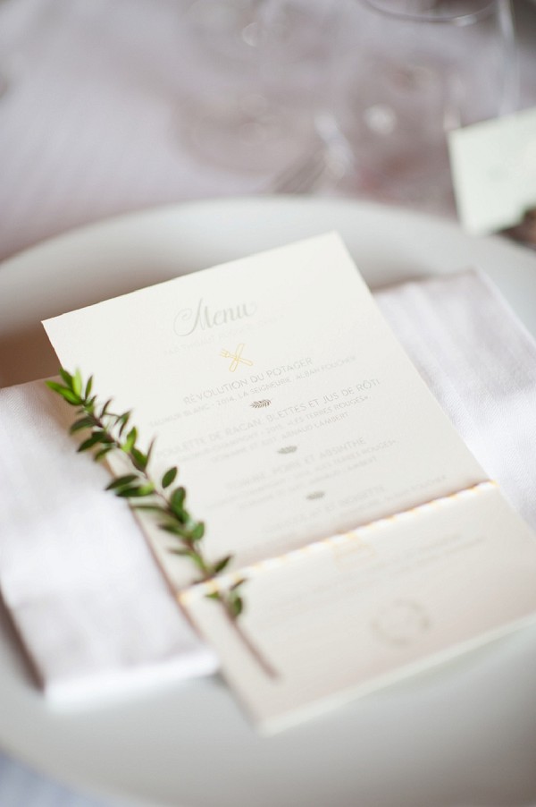 elegant wedding menu