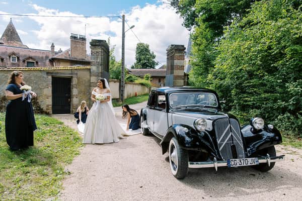 Grand interior of a French wedding venue set for a ceremony