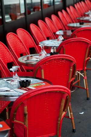 red cafe chairs