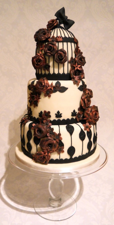 birdcage chic wedding cake