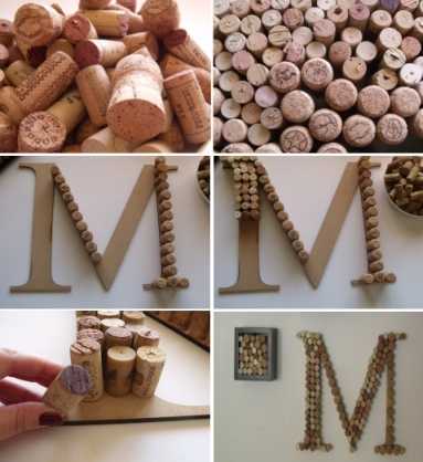 diy project wine corks monogram