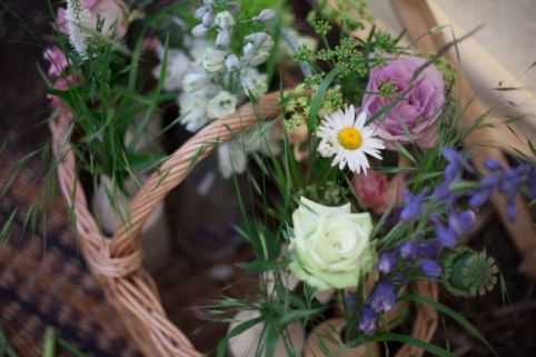 wicker basket wedding flowers