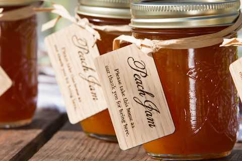 peach jam wedding favours