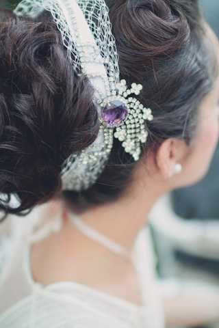 purple bridal headdress