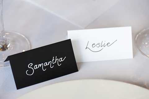 black and white place settings