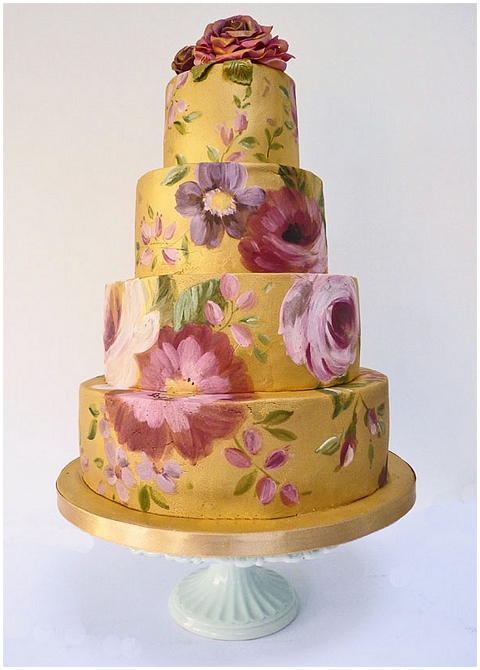 hand painted wedding cake