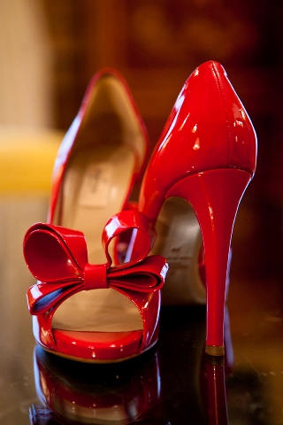 vintage red wedding shoes