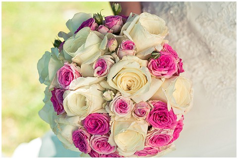 white and pink bridal bouquet