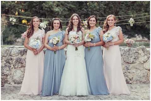 Blue white bridesmaids