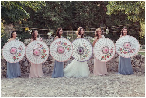 bridesmaid parasols