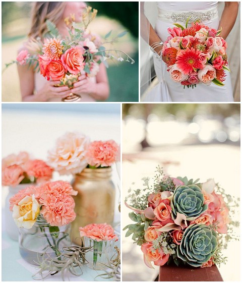 coral wedding bouquets