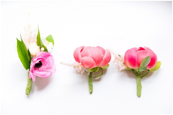 pink flower buttonholes