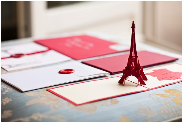 red white paris stationery