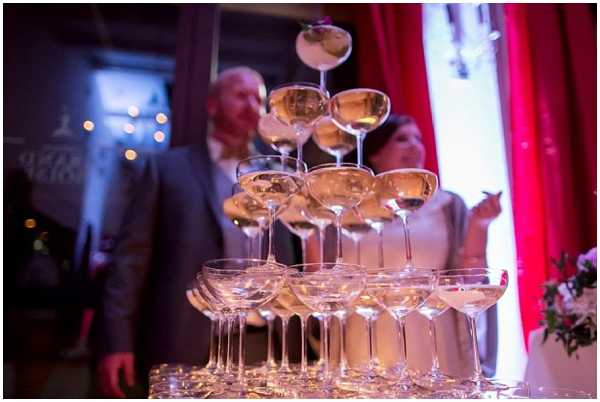 champagne glass tower