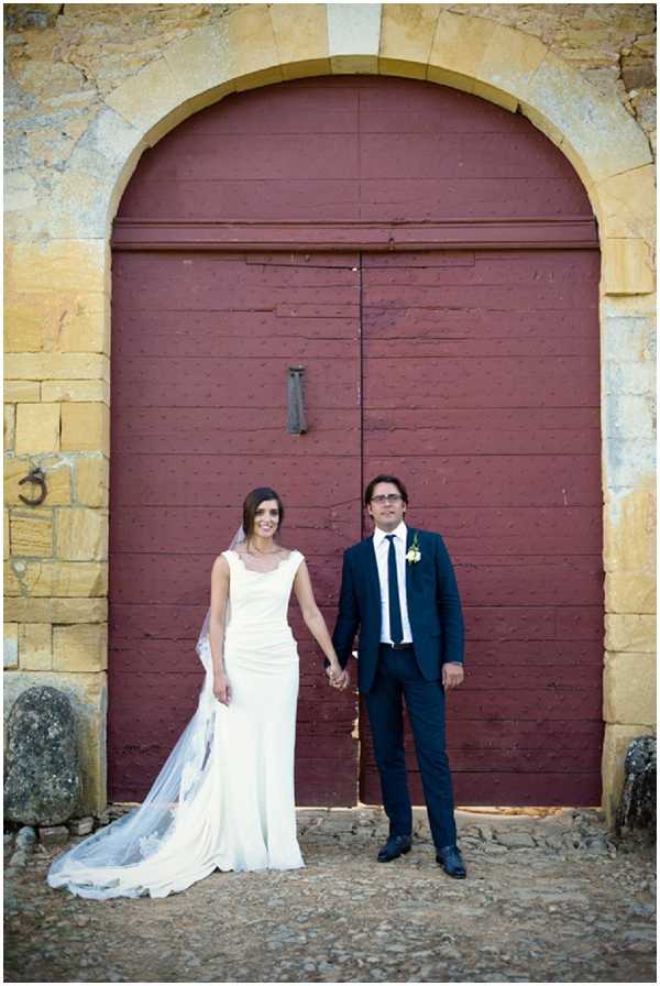 old red french door