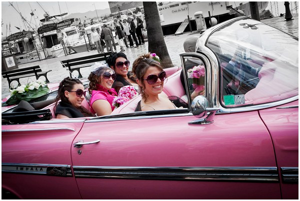 pink wedding car