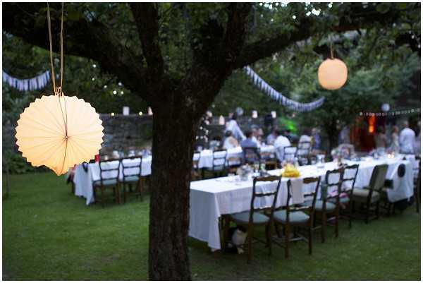 Evening garden wedding reception