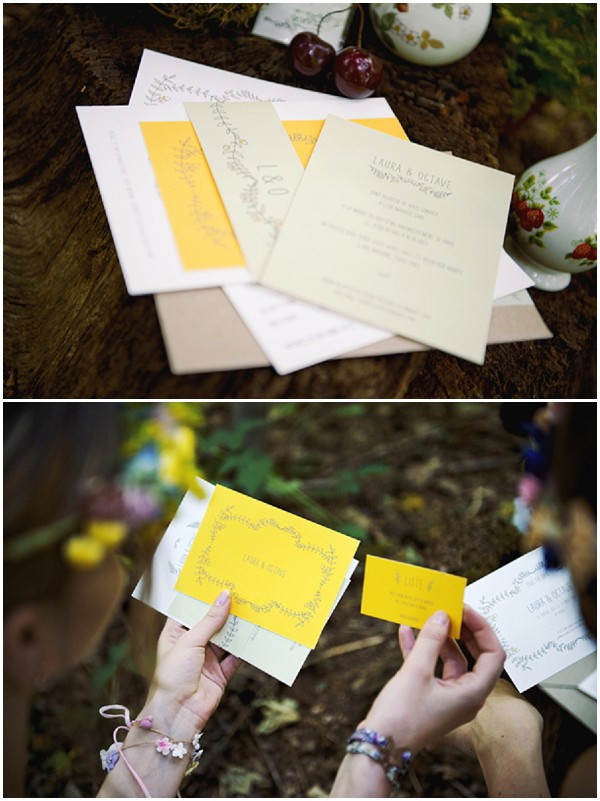 yellow wedding stationery