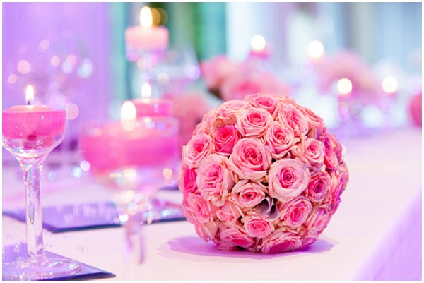 pink wedding flower ball