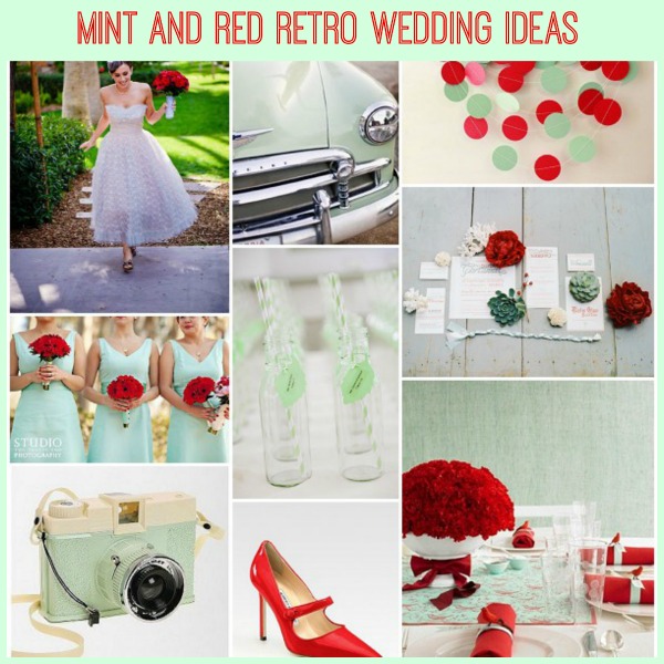 retro mint red wedding ideas