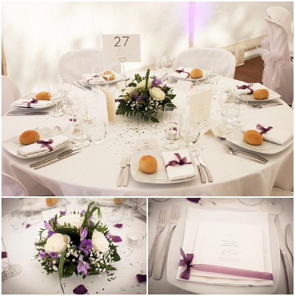 Simple classic wedding table - radiant orchid color