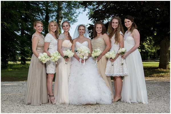 bride mismatched bridesmaid