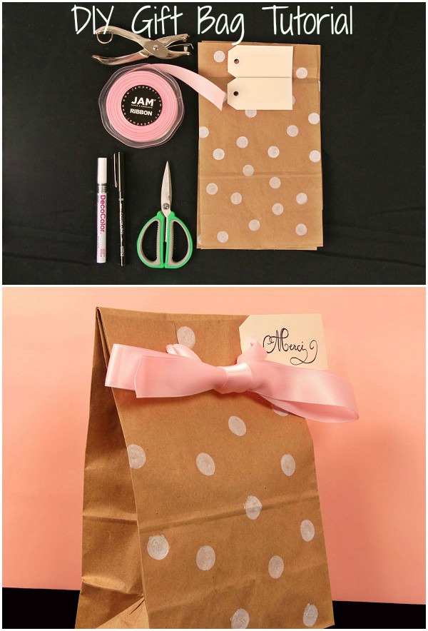diy gift bags tutorial pink