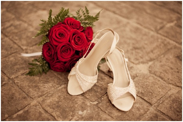 red bouquet shoes