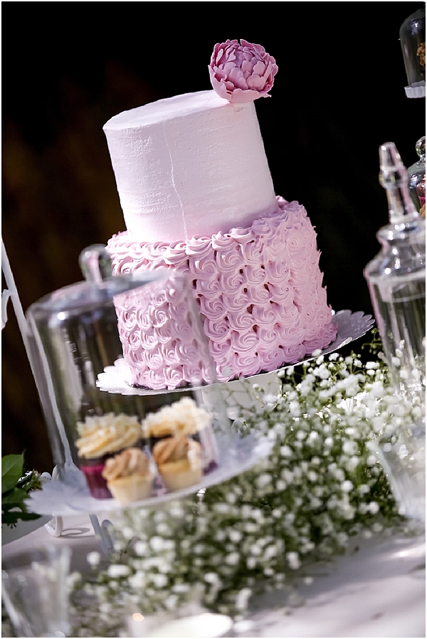 pink white wedding cake