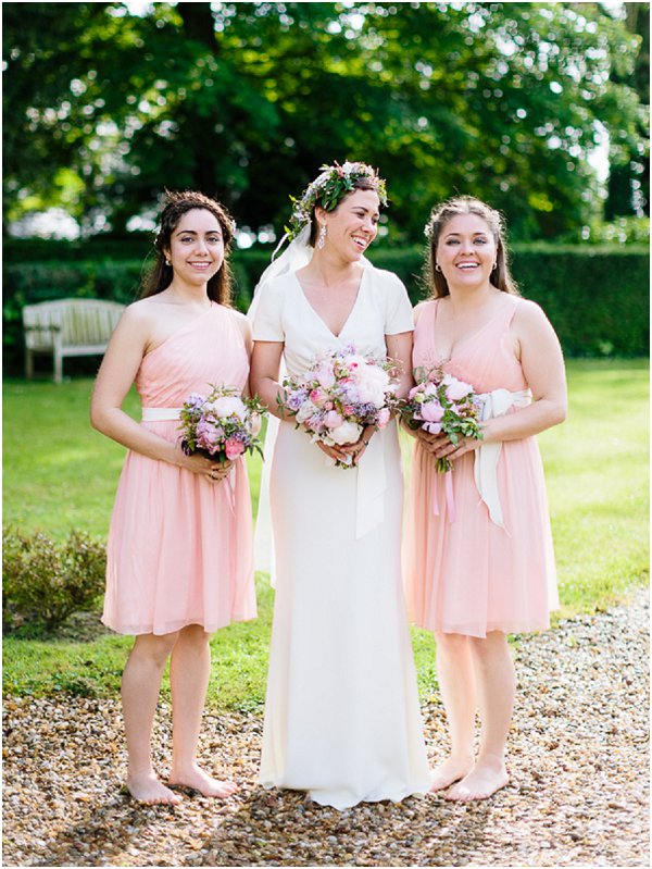soft pink bridesmaids suits