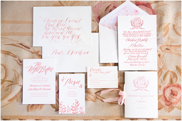 coral white stationery