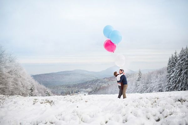 Festive Marriage Proposal Snow Mountains