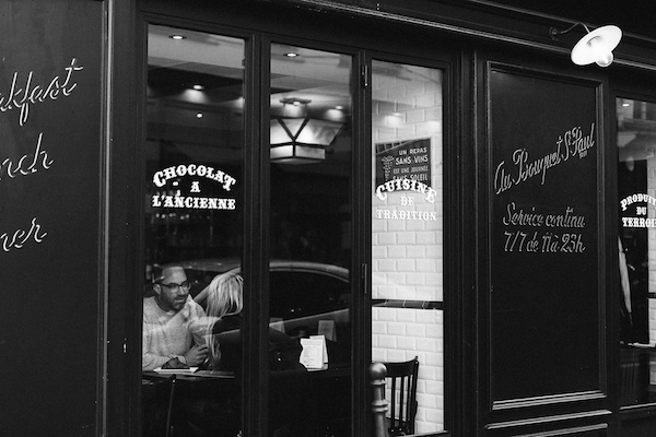 Festive Marriage Proposal Paris Cafe