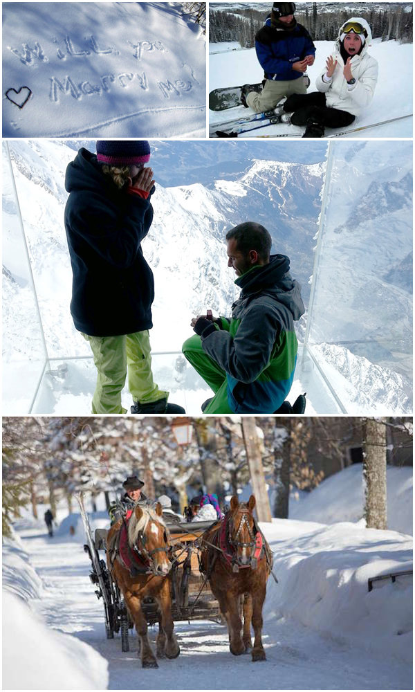 Festive Marriage proposal-Slope Skyfall Horse Drawn Carriage